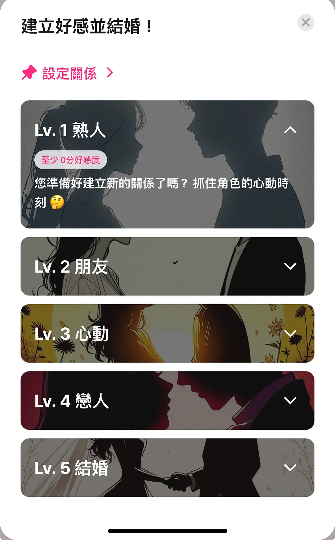 好感度等级展示